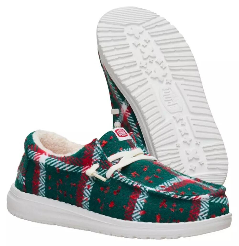 NWT Hey Dude Shoes Wally Confetti Plaid Cozy size 11 in Hunter Green